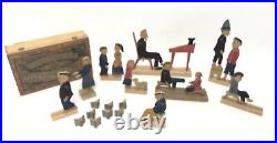 Charles Crandall's 1880's District School Set Jointed Wooden Toy Figures