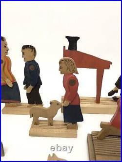 Charles Crandall's 1880's District School Set Jointed Wooden Toy Figures