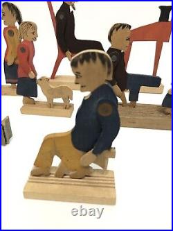 Charles Crandall's 1880's District School Set Jointed Wooden Toy Figures