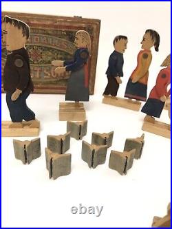 Charles Crandall's 1880's District School Set Jointed Wooden Toy Figures