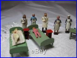 Crescent Hospital Miniature Lead Rare Doctor Nurse Children Figure Dollhouse