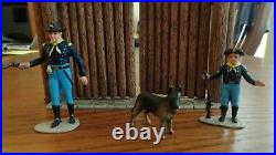 Custom painted Marx figures Rin Tin Tin, Rip Masters & Rusty with Ft Apache gate