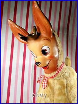 Darling RARE Vintage Columbia Toy Products Rubber Face Reindeer RoKo 21 Tall