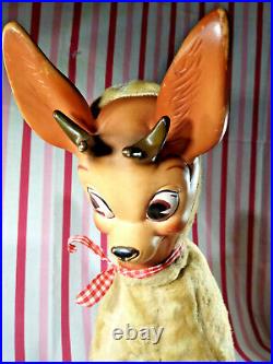 Darling RARE Vintage Columbia Toy Products Rubber Face Reindeer RoKo 21 Tall