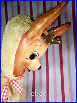 Darling RARE Vintage Columbia Toy Products Rubber Face Reindeer RoKo 21 Tall
