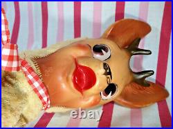 Darling RARE Vintage Columbia Toy Products Rubber Face Reindeer RoKo 21 Tall