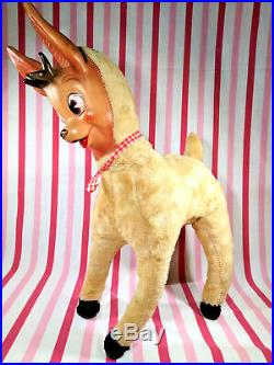 Darling Vintage Columbia Toy Products Rubber Face Reindeer KoKo 21 Tall Deer