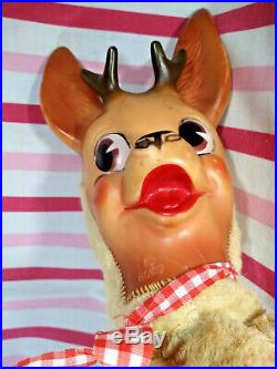 Darling Vintage Columbia Toy Products Rubber Face Reindeer KoKo 21 Tall Deer