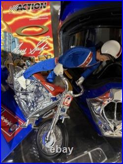 EVIL KNIEVEL ROBBIE KNIEVEL CHROME STUNT CYCLE WFIGURE SET- RARE! 1973 Vintage