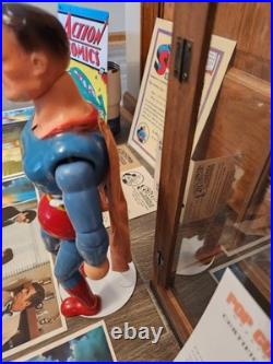 EXTREMELY RARE 1940 Superman Wood and Composition Jointed Doll by Ideal + EXTRAS