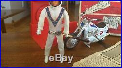 Early 2nd Edition EVEL KNIEVEL STUNT CYCLE Figure, Launcher, Instructions & BOX