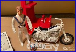 Evel Knievel 2nd Edition Chrome Stunt Cycle Action Figure Ram Helmet 1973 Ideal