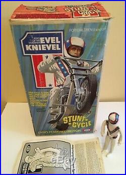 Evel Knievel 2nd Edition Stunt Cycle Ideal 1973 Action Figure Ram's Horn Helmet