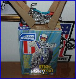 Evel Knievel Chrome Stunt Cycle Set, Figure & Energizer, Boxed And Unique