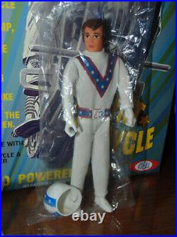 Evel Knievel Chrome Stunt Cycle Set, Figure & Energizer, Boxed And Unique