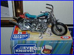 Evel Knievel Chrome Stunt Cycle Set, Figure & Energizer, Boxed And Unique