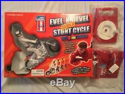 Evel Knievel Chrome Super Stunt Cycle Red Launcher Figure & Box