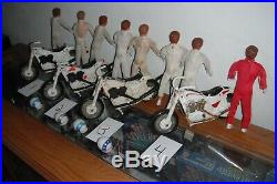 Evel Knievel Lot Of 8 Figures 4 Stunt Cycles And 4 Helmets