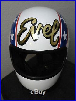 Evel Knievel Replica Rams Horn Motorcycle Stunt Cycle Helmet 8 Figure Cane