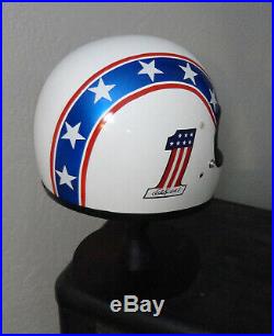 Evel Knievel Replica Rams Horn Motorcycle Stunt Cycle Helmet 8 Figure Cane