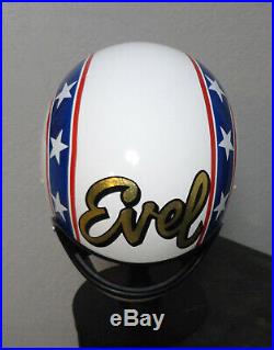 Evel Knievel Replica Rams Horn Motorcycle Stunt Cycle Helmet 8 Figure Cane