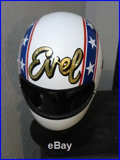 Evel Knievel Replica Rams Horn Motorcycle Stunt Cycle Helmet 8 Figure Cane