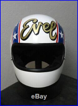 Evel Knievel Replica Rams Horn Motorcycle Stunt Cycle Helmet 8 Figure Cane
