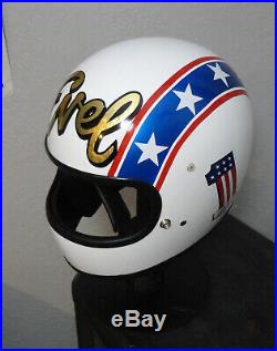 Evel Knievel Replica Rams Horn Motorcycle Stunt Cycle Helmet 8 Figure Cane