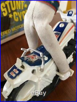 Evel Knievel Stunt Cycle Action Figure Energizer in Original Box 1973 WORKS