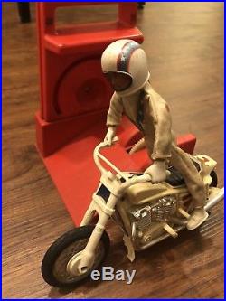 Evel Knievel Stunt Cycle Bike Launcher & Box Evil Action Figure 70s Rare