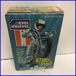 Evel Knievel Stunt Cycle MIB Figure, Helmet, Belt, Energizer Nice Box and Insert