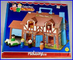FISHER PRICE Vintage PLAY FAMILY TUDOR DOLL HOUSE 1969/1980 CAR FIGURES DOG TOY