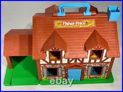 FISHER PRICE Vintage PLAY FAMILY TUDOR DOLL HOUSE 1969/1980 CAR FIGURES DOG TOY