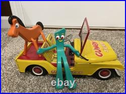 GUMBY and POKEY Vintage Jeep by Lakeside Toys 1966, pressed metal, with figures