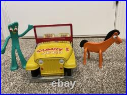 GUMBY and POKEY Vintage Jeep by Lakeside Toys 1966, pressed metal, with figures