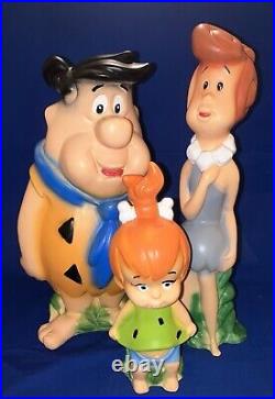 # HB Flintstones Fred & Wilma & Pebbles RARE Figure Hard Vinyl Rubber Foriegn AV