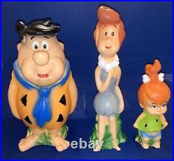 # HB Flintstones Fred & Wilma & Pebbles RARE Figure Hard Vinyl Rubber Foriegn AV