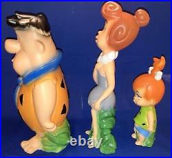 # HB Flintstones Fred & Wilma & Pebbles RARE Figure Hard Vinyl Rubber Foriegn AV