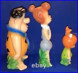 # HB Flintstones Fred & Wilma & Pebbles RARE Figure Hard Vinyl Rubber Foriegn AV