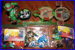 HUGE LOT 58 VINTAGE 90s NINJA TURTLES ACTION FIGURES TOY VEHICLES PLAYMATES TOYS