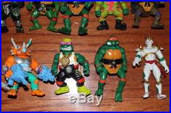 HUGE LOT 58 VINTAGE 90s NINJA TURTLES ACTION FIGURES TOY VEHICLES PLAYMATES TOYS