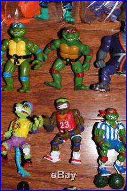 HUGE LOT 58 VINTAGE 90s NINJA TURTLES ACTION FIGURES TOY VEHICLES PLAYMATES TOYS