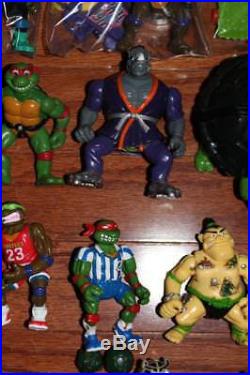 HUGE LOT 58 VINTAGE 90s NINJA TURTLES ACTION FIGURES TOY VEHICLES PLAYMATES TOYS