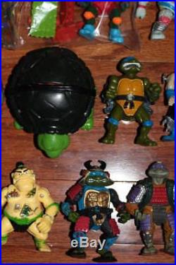 HUGE LOT 58 VINTAGE 90s NINJA TURTLES ACTION FIGURES TOY VEHICLES PLAYMATES TOYS