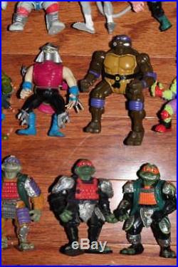 HUGE LOT 58 VINTAGE 90s NINJA TURTLES ACTION FIGURES TOY VEHICLES PLAYMATES TOYS