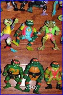 HUGE LOT 58 VINTAGE 90s NINJA TURTLES ACTION FIGURES TOY VEHICLES PLAYMATES TOYS