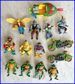 HUGE LOT Vintage TMNT Teenage Mutant Ninja Turtles Action Figures Toy Boat 1990s