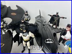 HUGE Vintage Batman The Animated Series & Movie Toy Lot Figures, Bat Mobile, Etc