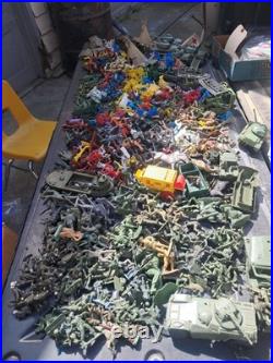 Huge Lot Toy Soldier Army Men Vehicles Cowboys Indians Animals Horses VINTAGE