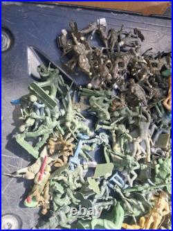 Huge Lot Toy Soldier Army Men Vehicles Cowboys Indians Animals Horses VINTAGE
